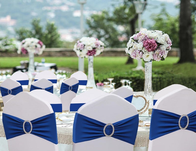 JFDYDM 50 Pack Royal Blue Chair Sashes, Blue Chair Bands with Buckle Slider, Chair Bows for Party Wedding Birthday Decor - Image 3